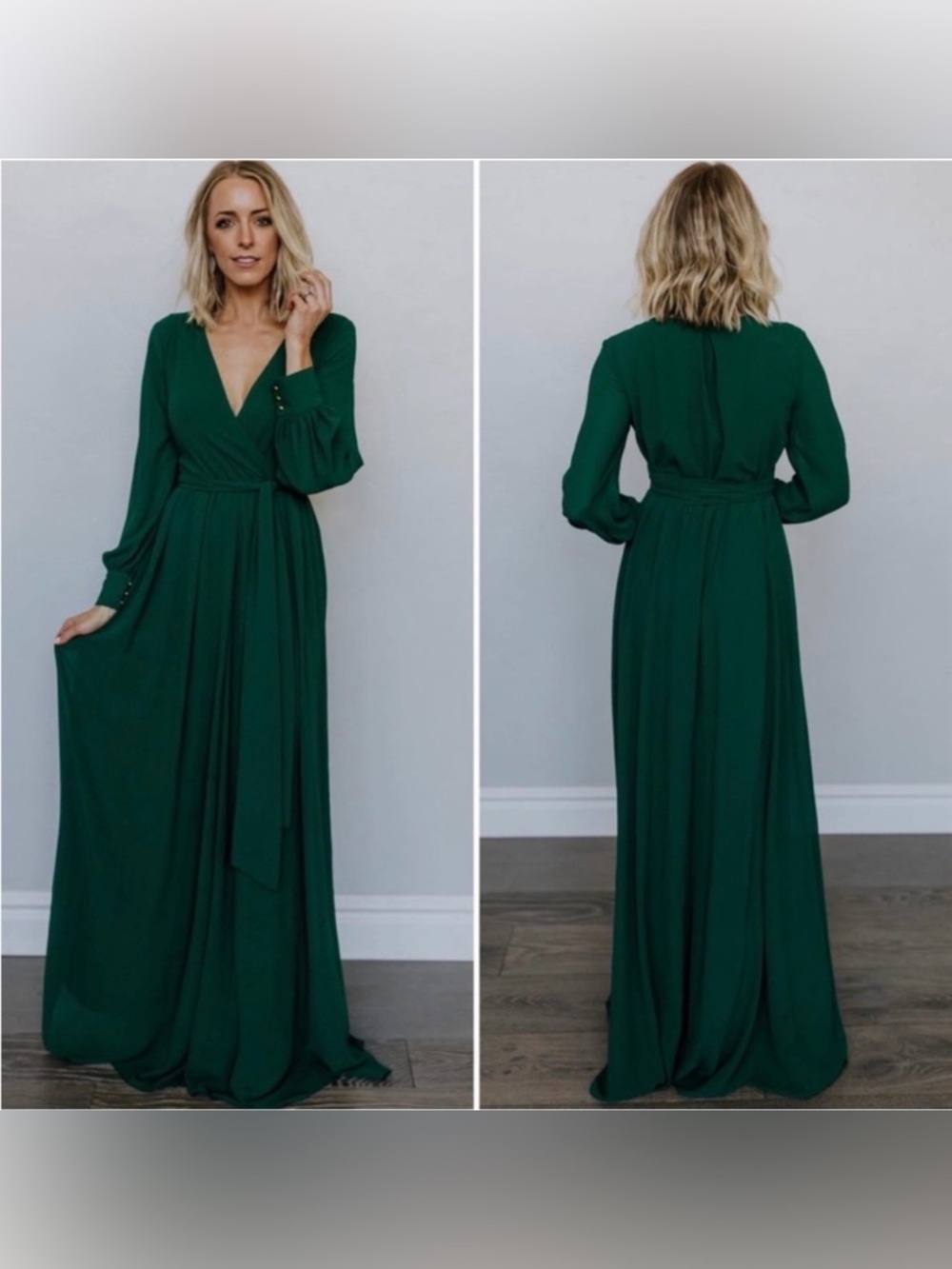 Baltic Born Lydia Deep Green Wrap Maxi Dress
